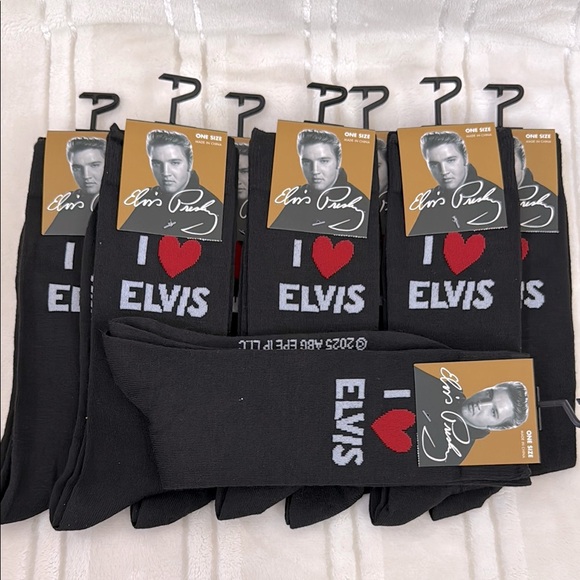 Elvis Presley Casual Crew Socks Black Heart Design - Picture 1 of 4